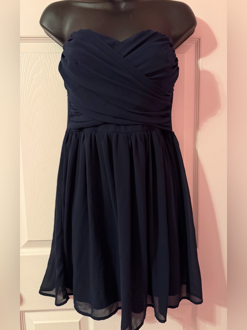 I.N. San Francisco Strapless Navy Chiffon Party Dress